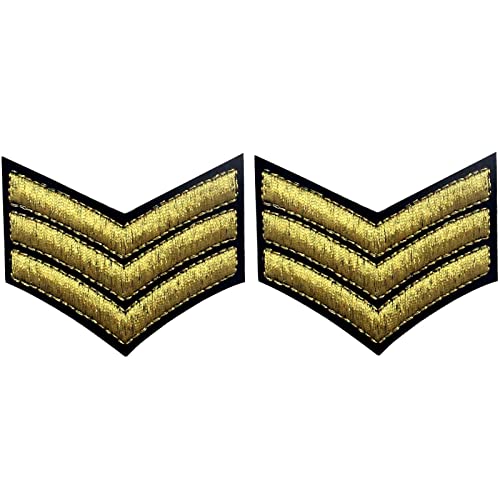 La mejor comparación de Sargentos en G los preferidos por los clientes. 39 Uniforme militar Chevrons Sargento Stripes Army Parche bordado con cintas de gancho y flojel, 2 unidades, color dorado