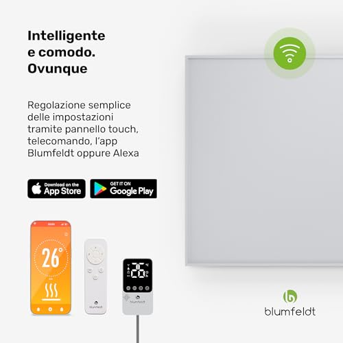 Blumfeldt - Pannello Radiante A Infrarossi, 600W - Montaggio A Parete, Controllo Con App & Telecomando, Termostato Esterno, IP44, Efficienza Del 95%, Per 10-15 M², Alluminio, Blocco Per Bambini - 2