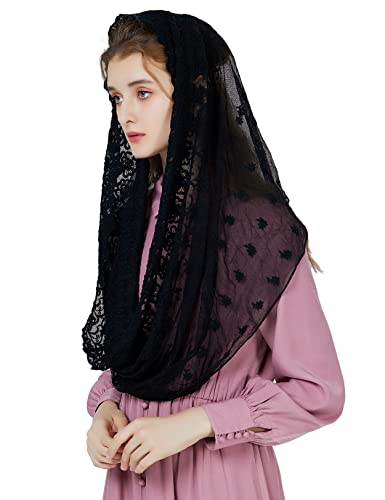 Mantilla De Encaje Española Mujer Capilla Velo Pañuelo de Iglesia Católica Bordado...