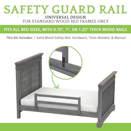 Image of Safety Guard Rail for Baby, Kids, and Children - Solid Wood Safety Bed Rail for Toddlers - Easy Installation - Premium Protection for Bunk, Twin, Full, Queen and King Size Beds - (Arctic Grey)