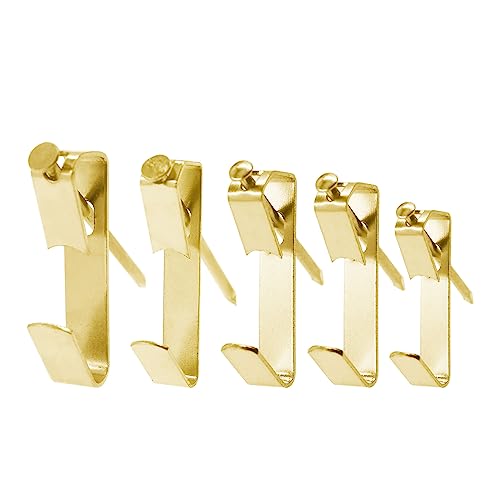 Image of 60 Pieces Picture Hanging Kit with Screws,SAFYY Picture Hooks for Hanging Pictures,Wall Painting Hanging Hooks Picture Frame Hooks for Wall Mounting(Gold 10LB*15,20LB*10,30LB*25,50LB*8,100LB*2)