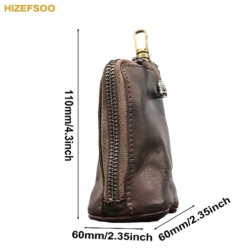 Genuine Leather - Mini Leather Coin Purse Change Purse for Men Women Change Holder Storage Bag Car Key Leather Coin Purse Pouch Case Organizer Bag Keychain Zipper (Coffee)2