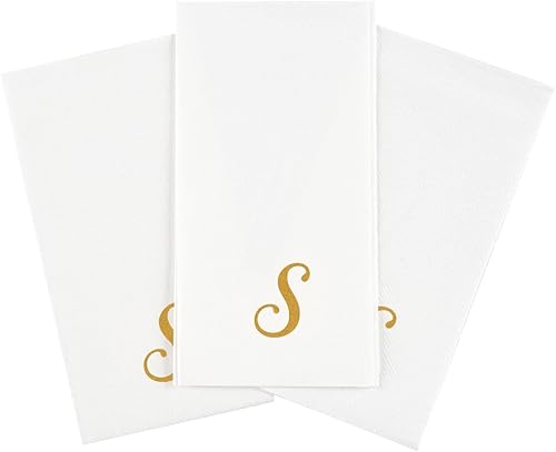 Miniatura 9 de Luxenap - Toallas de invitados de 15.8 x 7.9 pulgadas, 50 toallas de mano desechables a rayas, letra "S", fuente cursiva, servilletas de papel