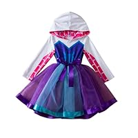 Ruikajia Tutu Costume for Girls Spider-Gwen dress Girls Cosplay dresses (White, 6 Years)
