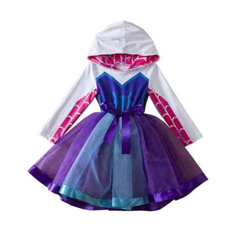 Ruikajia Tutu Costume for Girls Spider-Gwen dress Girls Cosplay dresses (White, 4 Years)