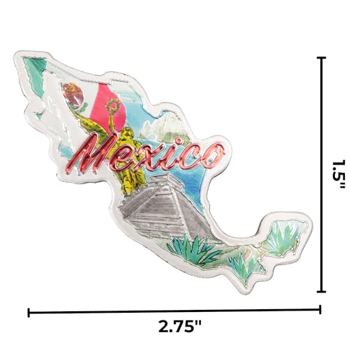Imán decorativo bandera de México 2.75 x 1.5 pulgadas miniatura 6