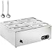 VEVOR 110V 6-Pan Commercial Food Warmer 850W Electric Countertop Steam Table 15cm/6inch Deep Stainless Steel Bain Marie Buffet Food Warmer Large Capacity 7 Quart/Pan for Catering and Restaurants