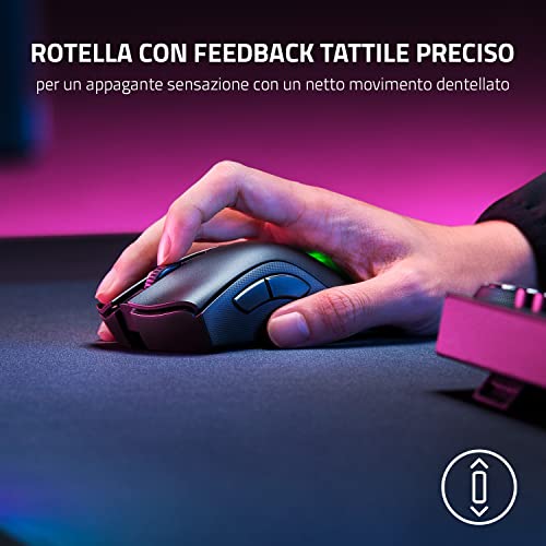 DeathAdder V2 Pro - con Dock di Ricarica Mouse da Gioco Senza fili Ergonomico (HyperSpeed Wireless, Sensore Ottico Focus+ 20K DPI, Durata Della Batteria 70h, Dock di Ricarica Magnetico) Nero - Mouse gaming - Immagine 6