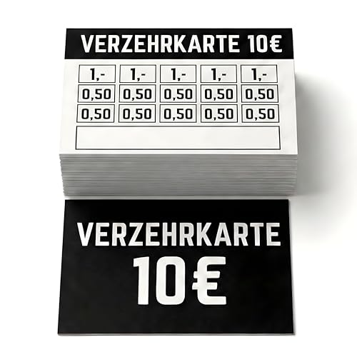 100x Verzehrkarten zum Abstreichen - Wertkarten für Veranstaltungen, Vereine & Gastronomie als Alternative für Wertmarken (10 Euro, 100 Stück)