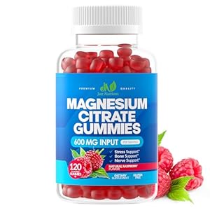 Magnesium Citrate Gummies (120 Count) – Maximum Strength, Supports Calm, Bone, Heart & Nerve Health – Gluten-Free, Non-GMO, Vegetarian, Great Tasting Raspberry Flavor – 60 Servings