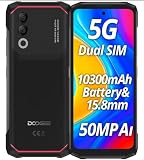 DOOGEENEXT Smartphone Rugged 5G Blade 20 Turbo, 32GB+256GB(Esterno 2TB), Batteria 10300mAh& Spesso Solo 15,8mm, 6,6'' Senza Cornici Schermo, Fotocamera AI 50MP, Android 15 Telefono Antiurto, NFC Nero