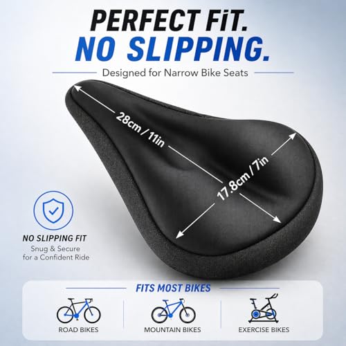 Image of PulGos Cycle Seat Cover for Men & Women | 𝐄𝐱𝐭𝐫𝐚 𝐒𝐨𝐟𝐭 Gel Padded Cushion for 𝐏𝐚𝐢𝐧-𝐅𝐫𝐞𝐞 𝐑𝐢𝐝𝐞𝐬 | Anti-Slip, Breathable 𝐋𝐨𝐧𝐠 Lasting Memory Foam & Universal Fit for All Cycles