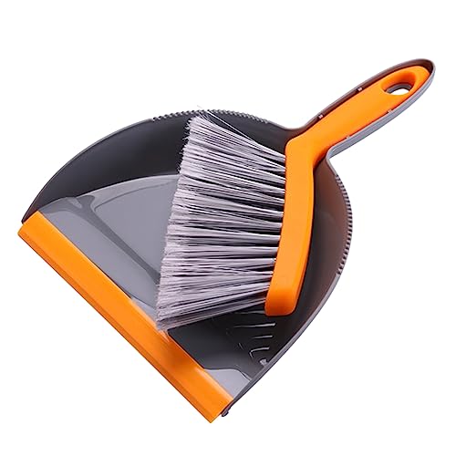 PACKOVE Mini Kehrset mit Besen und Kehrschaufel Reinigungsset für Büro und Orange Kompakt für Enge Räume Ergonomischer für Komfortables Arbeiten und Kleine Flächen