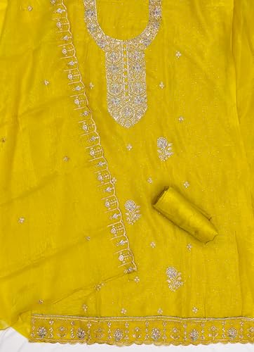 Image of Women's Shimmer Silk Embroidery Work Unstitched Dress Material