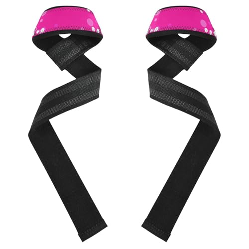 STAYTOP Pink Sparkling Glitter Printing Wrist Straps for Weightlifting,Lifting Straps with Neoprene Cushioned Wrist Padded and Anti-Skid Silicone for Strength Training,Bodybuilding,Deadlifting