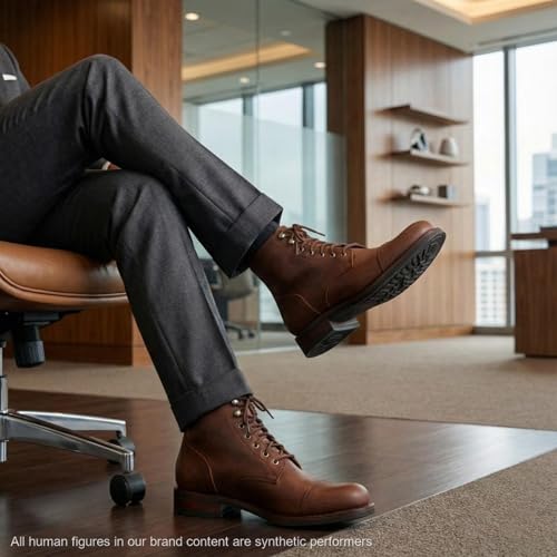 Image of SUREWAY Men's 6 inch Mid-Top Work Boot - Genuine Leather, Classic Chukka Boots, Lace-Up Ankle Boot