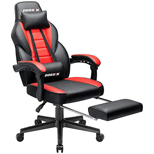 LEMBERI Gaming Chair with footrest,Racing Style Ergonomic Big and Tall Gaming Chairs 400 lb Weight Capacity,Gamer Chairs for Adults, Reclining pc Gaming Desk Chair with Headrest and Lumbar Support