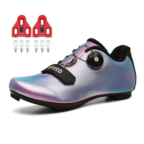 Youngtie Fahrradschuhe für Herren und Damen, Indoor-Peloton, Rennradschuhe, inklusive Stollen, Clip, kompatibler Compare, Delta und SPD Lock Pedal, Farbe: Weiß, 41/43 EU thumbnail