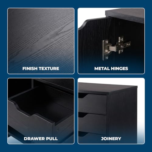 Image of Winsome Halifax Mobile Storage Cabinet with 1 Large Door & 3 Drawers, Black