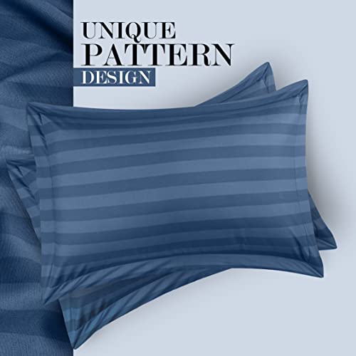 Utopia Bedding Duvet Cover Queen Size Set - 1 Duvet Cover With 2 Pillow Shams - 3 Pieces Comforter Cover With Zipper Closure - Ultra Soft Brushed Microfiber, 90 X 90 Inches (Queen, Stripe Navy) #TOP5