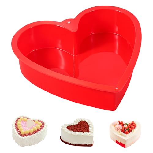 GKLILOV Silikon Backform Herz Silikon Herzbackform 25cm Kuchenform Herz Antihaft Herzform Backform Backforms Herzs Silikons Kuchenform Torte Silikonformen für Herzkuchen Pudding Schichtkuchen