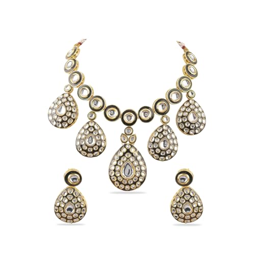 Image of Rubans Kundan Necklace Set Traditional Jewellery Gift for Women & Girls
