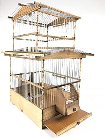 NATURBİRDS Ahşap Kafes 2 Katlı XXL Muhabbet kuşu saka kanarya