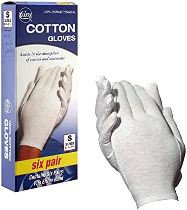 CARA Moisturizing Eczema Cotton Gloves, Small, 6 Pair