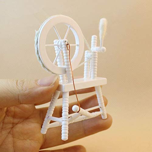 DragonPad Retro Mini Spinning Wheel for 1:12 Doll House Nostalgic Furniture Accessories Random Color