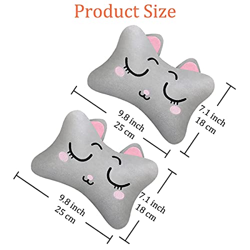 Image of Sexysamba Car Headrest Pillow,Cartoon Neck Pillow for Car,Comfortable Soft Car Seat Pillow for Driving,Head Rest Cushion,Cute Neck Pillow for Travelling and Home 2Pcs (Grey Cat)