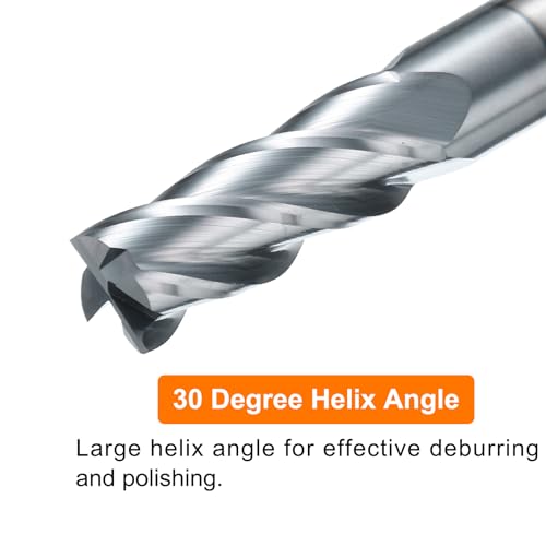 Image of HARFINGTON Carbide Square Nose End Mill Bit 3 /8 inch Cut Dia 4 Flutes TiAlN Coated Milling Cutter for Hardened Steel Metal (3 /8 inch Shank 1 inch Cut Length 4 inch Long 30 Degree Helix HRC53-55)
