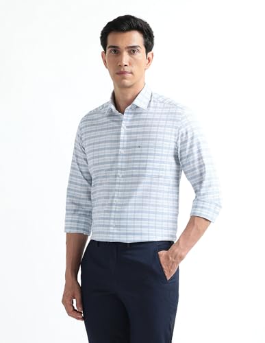 Image of Arrow Checked Slim Fit Mens Formal Shirt - Cotton, Breathable & Comfortable, Full Sleeves Shirts for Men