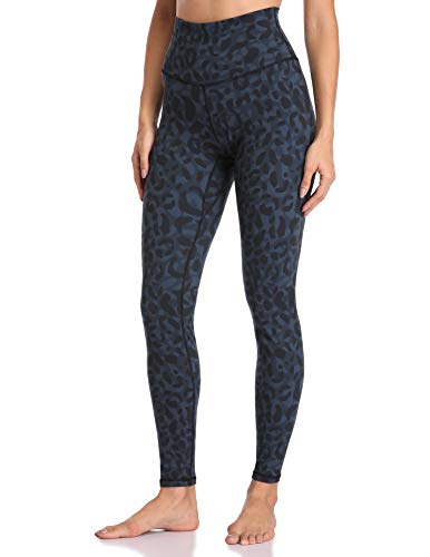 Colorfulkoala Women s High Waisted Pattern Leggings Full-Length Yoga Pants (XL, Cyan Leopard)