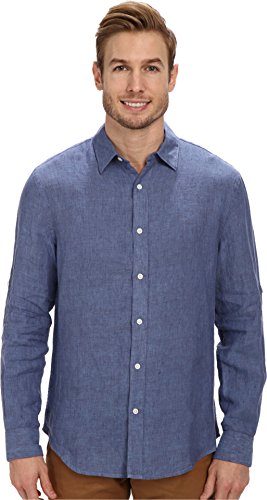Perry Ellis Men's Rolled-Sleeve Solid Linen Shirt