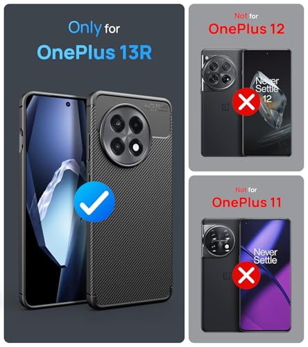 Image of Vihibii for OnePlus 13R Cover, Twill Soft Grip & Frosted TPU Bumper Edge, Slim Lightweight Full-Body Rugged Protective, Military Grade Drop Protection Silicone Cover for OnePlus 13R, Black