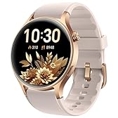 aeac Smart Watch for Women, AMOLED Ultra-Clear Screen Activity Trackers with Heart Rate/Sleep/SpO2 Monitor, Waterproof Fitness Smartwatch for iPhone/Samsung/Android（Rose Gold）