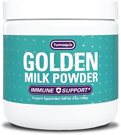 Turmaquik Organic Golden Milk Turmeric Powder, Immune Support (180 Servings) + Superfood Blend of Ginger, Black Pepper, Curcumin, Cinnamon, Cardamom + Vitamins C, D, B6, B12, Zinc ​- Immunity Boost