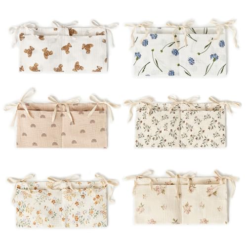 Bolsa de almacenamiento para cama con 2 bolsillos de algodón miniatura 6