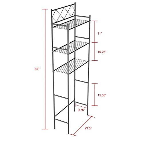 J&V Textiles 3-Shelf Bathroom Organizer Over The Toilet, Bathroom Spacesaver (Silver) #TOP1