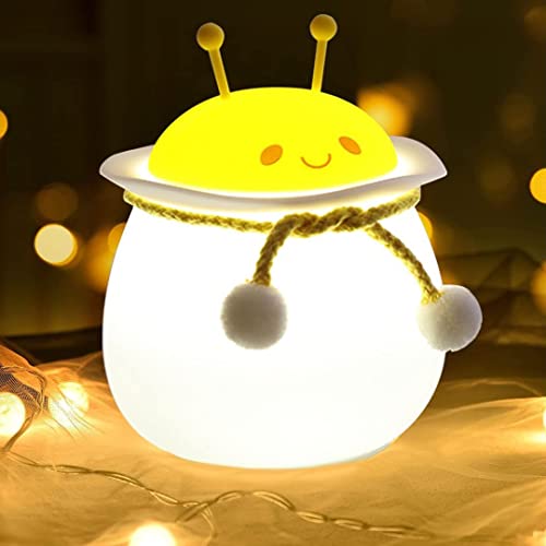 Silikon Nachtlicht Kinder USB-Aufladung Nachttischlampe mit 7 Lichtwechsel & Tap Control, 1200mAh Kinderzimmer Deko Geschenke Spielzeug Schlaflichter Nachtlicht Baby (Gelbe Biene) Cover