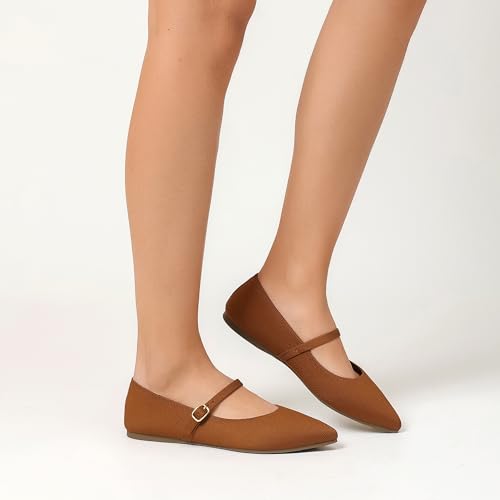 Image of Soesyi Pointed Toe Flats Knit Ballet Flat Shoes for Women Comfortable with Adjustable Strap,Washable Dressy Casual Flats for Work Office