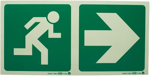 Running man Right with Arrow (Green) Sign PLV 190mmx380mm