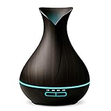 NEWKBO 550ml Humidifier Essential Oil Diffuser Wood Grain,7 Color Changing LED Mood Light for Home Yoga Spa Office Bedroom Baby Room