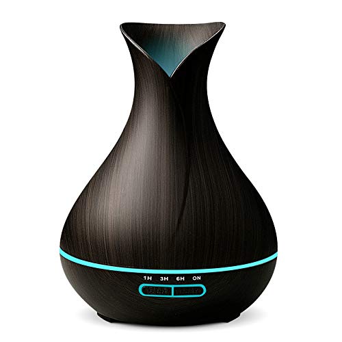 NEWKBO 400ml Humidifier Essential Oil Diffuser Wood Grain,7 Color Changing LED Mood Light for Home Yoga Spa Office Bedroom Baby Room
