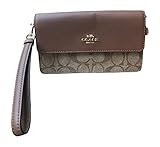 Coach Signature PVC and Leather Foldover Wristlet, Khaki/Saddle 2