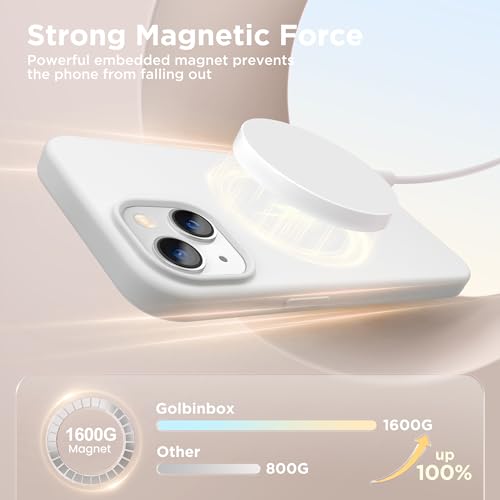 Image of GolbinBox Magnetic for iPhone 15 Case, Silicone Cover, White