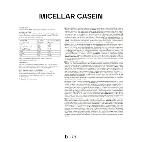 Bulk Mizellares Kasein, Casein Protein Pulver, Eiweißpulver, Vanille, 500 g