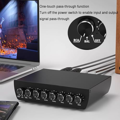 Ecualizador gráfico de 7 bandas, preamplificador de ajuste HiFi (64Hz-8KHz), con volumen ajustable, salidas/entradas balanceadas XLR y RCA, para autos y configuraciones de hogar miniatura 7
