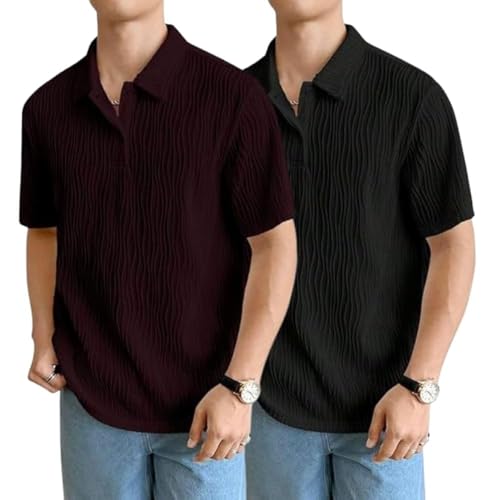 Image of Leriya Fashion Cotton T-Shirt for Men - Soft Breathable Fabric | Regular Fit Half Sleeve Collar Tee for Summer Casual Wear (Available in Plus Size)