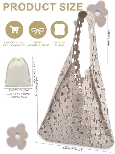 Bolso hombro tejido crochet bohemio con pouch miniatura 4
